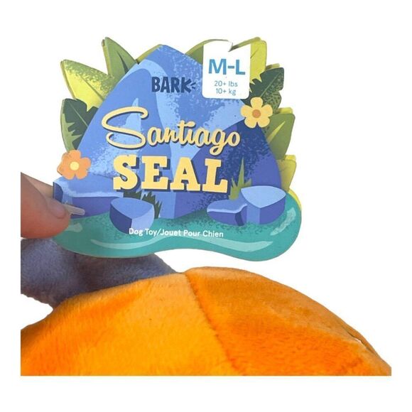 Barkbox Santiago Seal Dog Toy M/L 20+ lbs  Squeaker Crinkle Polyester Large - Picture 2 of 14